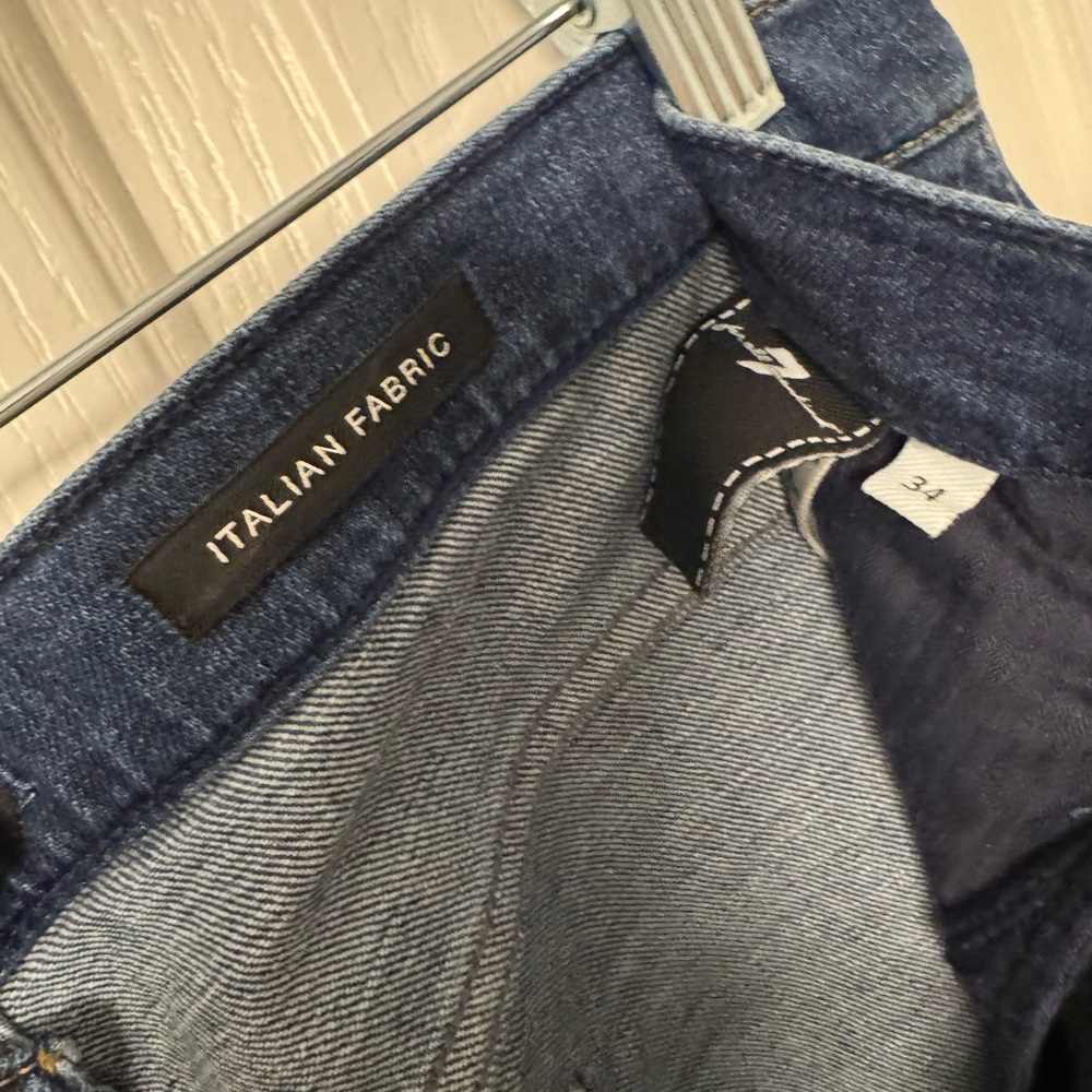 NWT 7 For All Mankind Blue Cropped Flare Jeans - Picture 2 of 7
